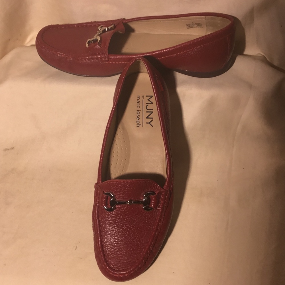 Marc Joseph Red Leather Bit-Detail Driving Loafers